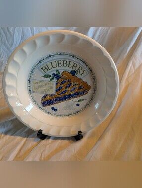 2/60$ Vintage White Ceramic Blueberry Pie dish with recipes